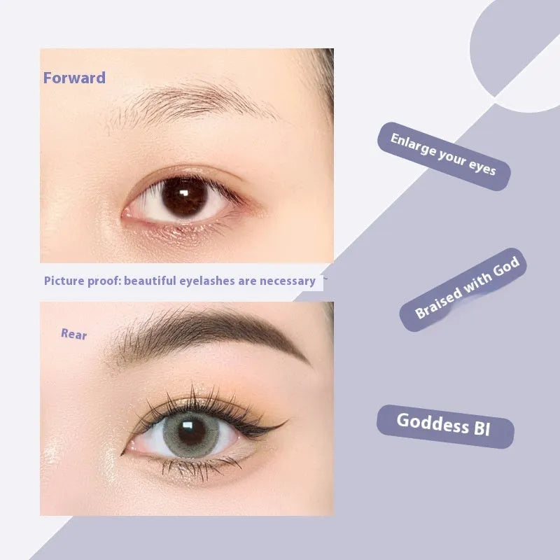 Black V-shaped fairy fishtail false eyelashes with thick segments on a clear band
