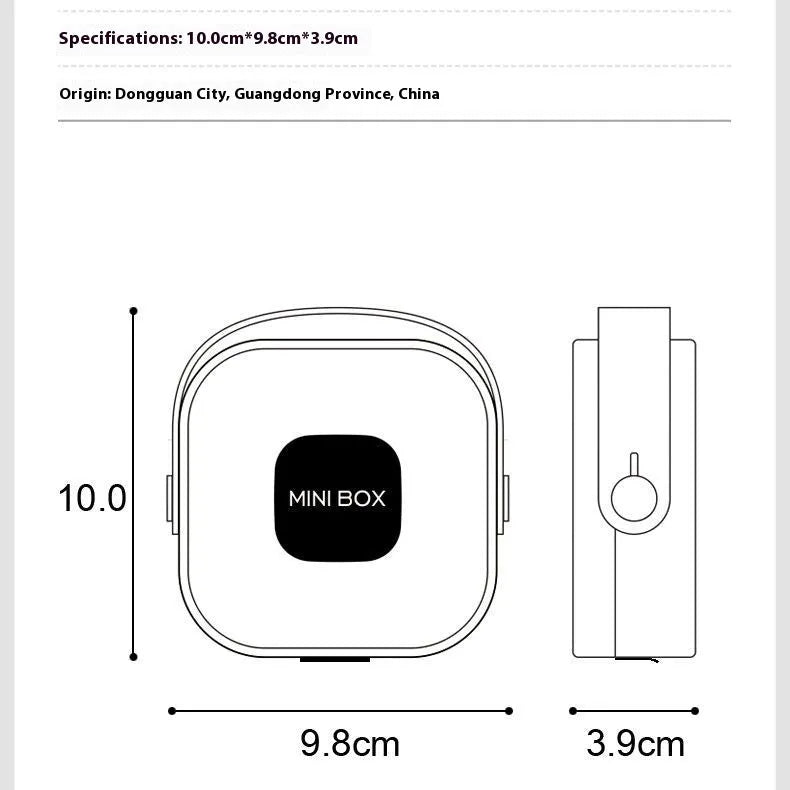 Multifunctional portable storage box in polypropylene for organising data cables and Bluetooth headsets