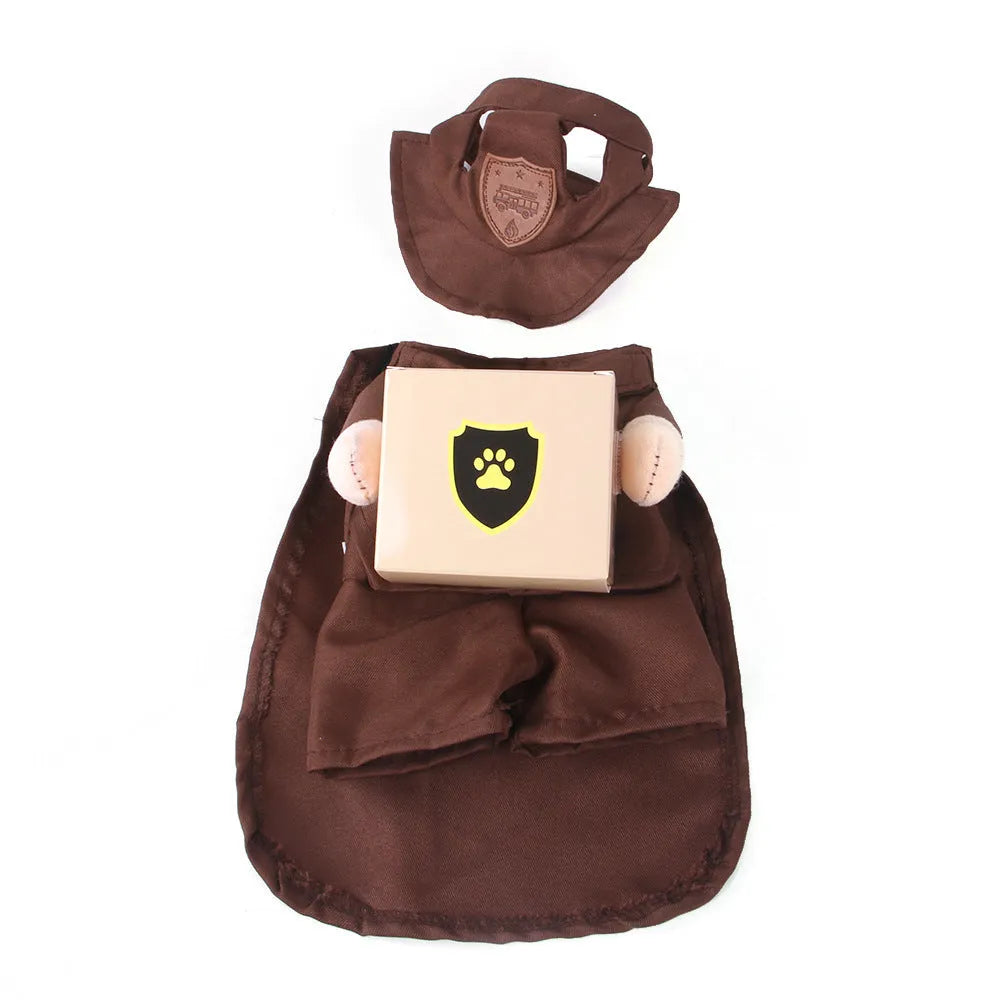 Coffee-coloured courier standing style dog clothing made from polyester fabric