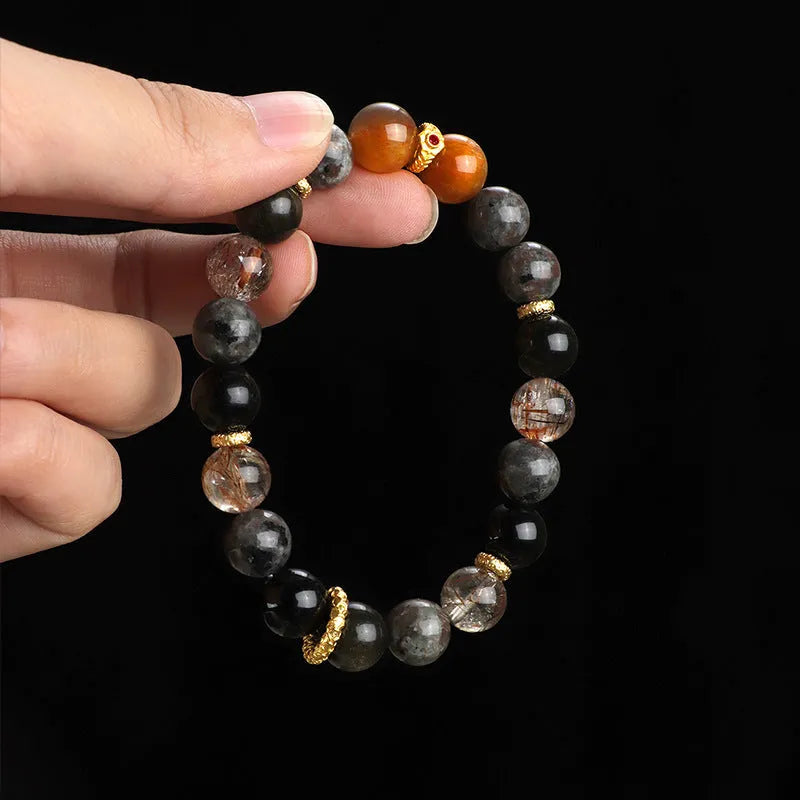 Black Sunstone flame stone same bracelet manual craftsmanship unisex couple design