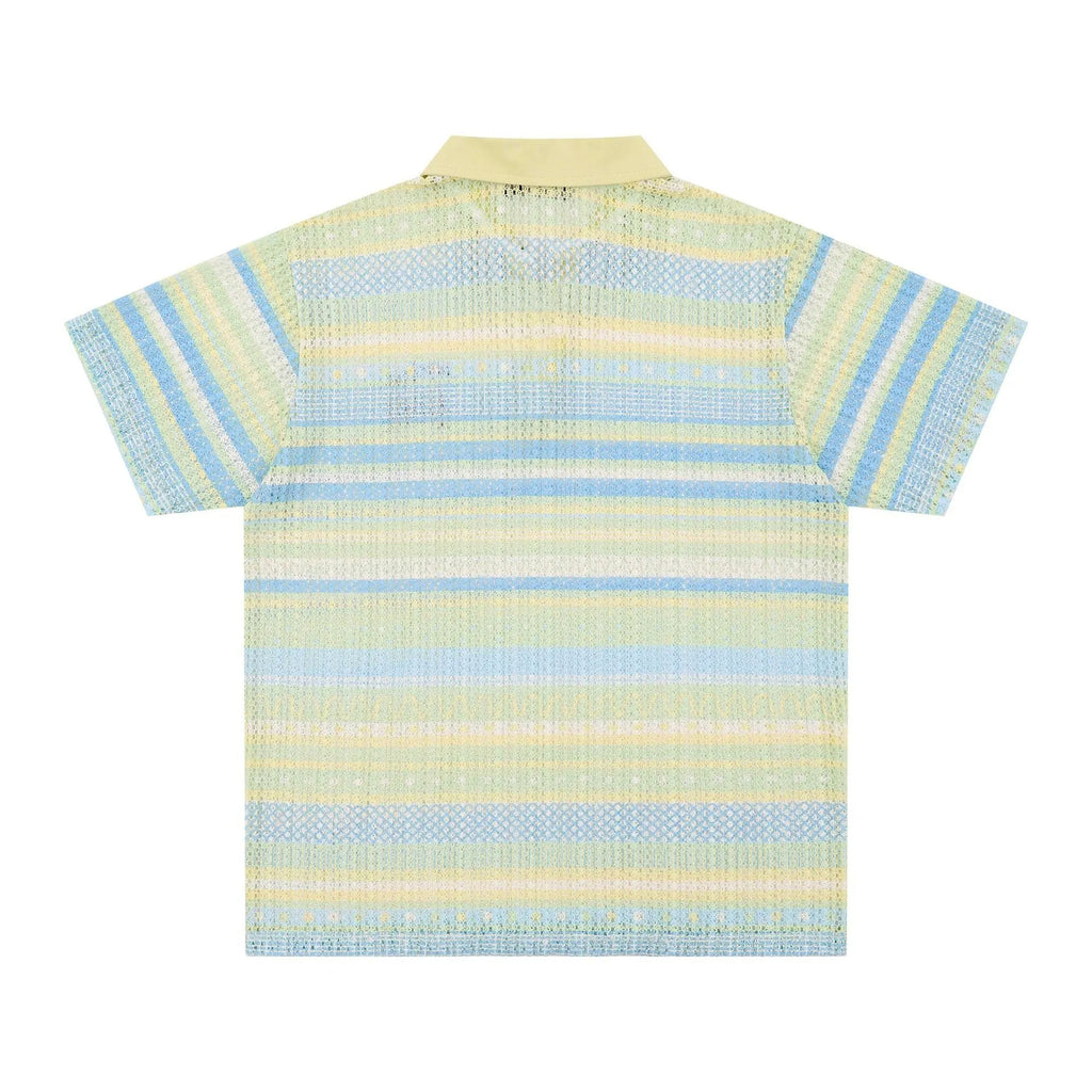 Men's printed casual shirt with loose fit and short sleeves in yellow or blue