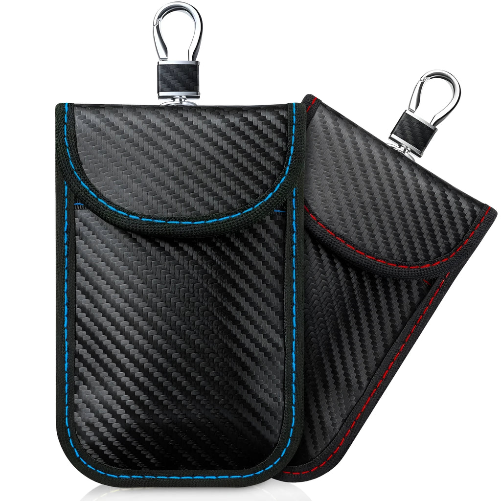 Faraday bag key protector signal blocking RFID pouch for key fob in blue, green, red and white