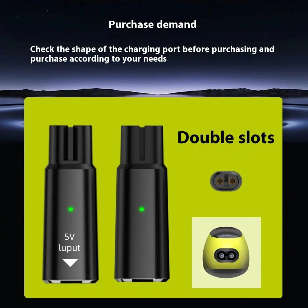 USB-C charging adapter for electric shavers with 8W power output and 4.3V voltage specification