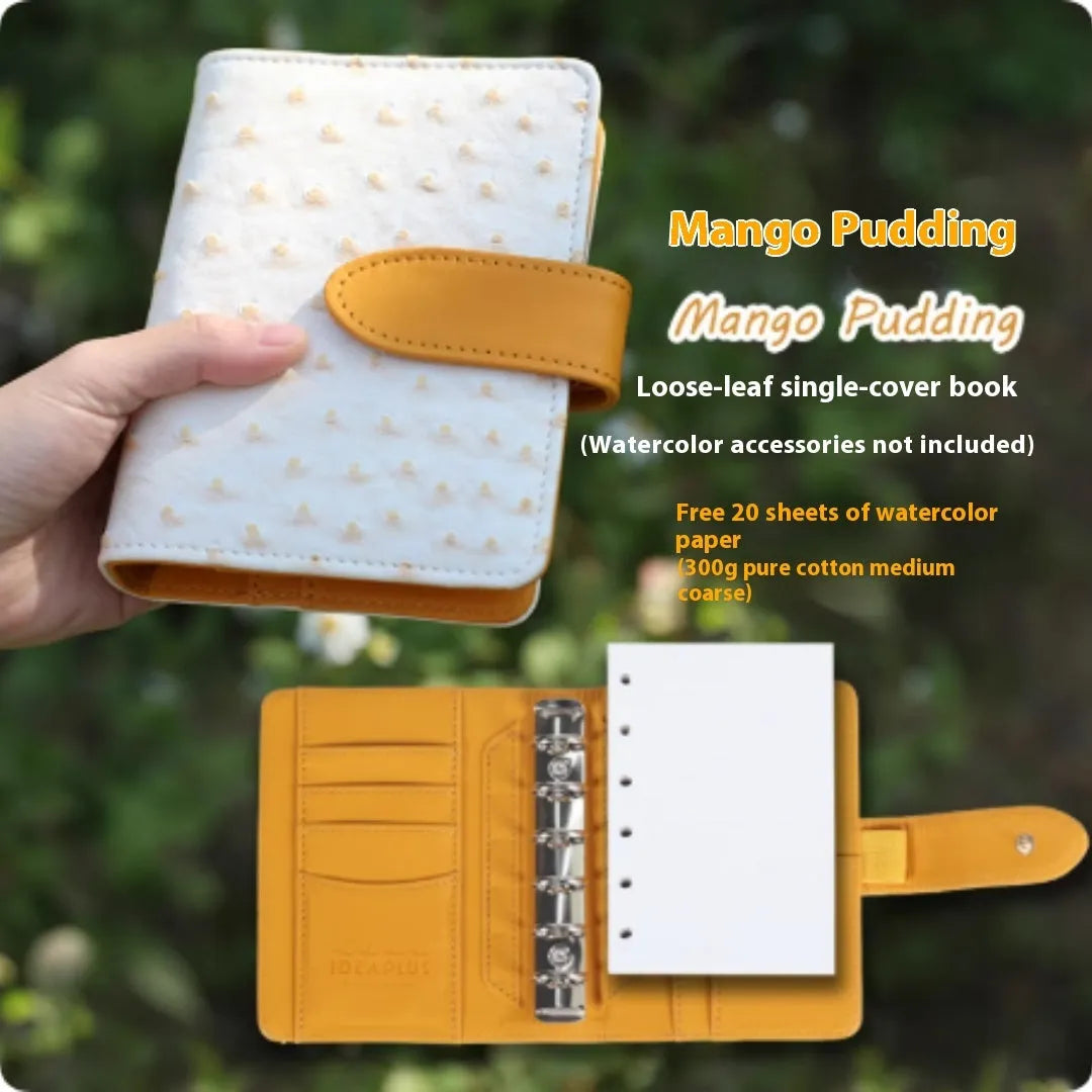 A7 loose-leaf watercolour book in five colours: Avocado Green, Hazelnut Brown, Mango Pudding, Mocha Coffee, Rainforest Green