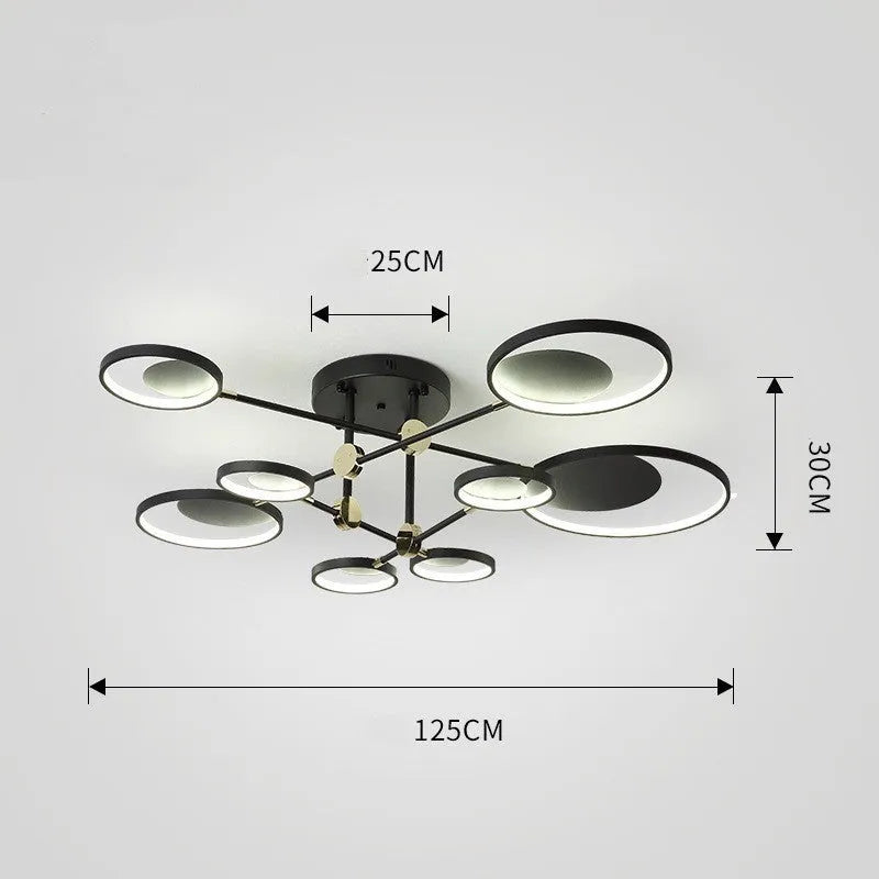 720mm glass LED ceiling light with three colour settings and 4, 6 or 8 head caps, 220V, EU CE certified