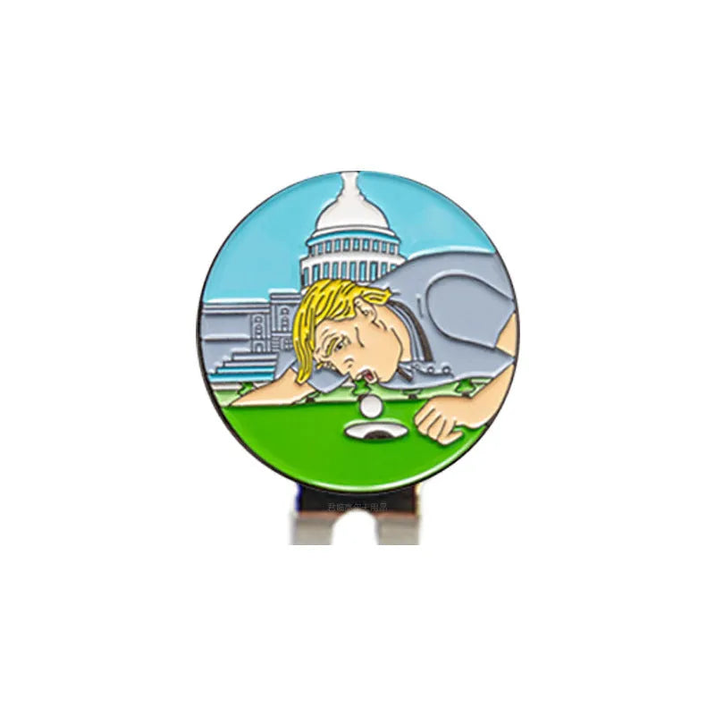 Zinc alloy golf hat clip with Dragon Year design, 3.5cm diameter, on golf hat