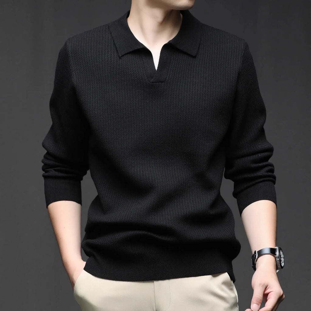 Men's loose pullover sweater in green, black, camel, or brown for autumn casual wear