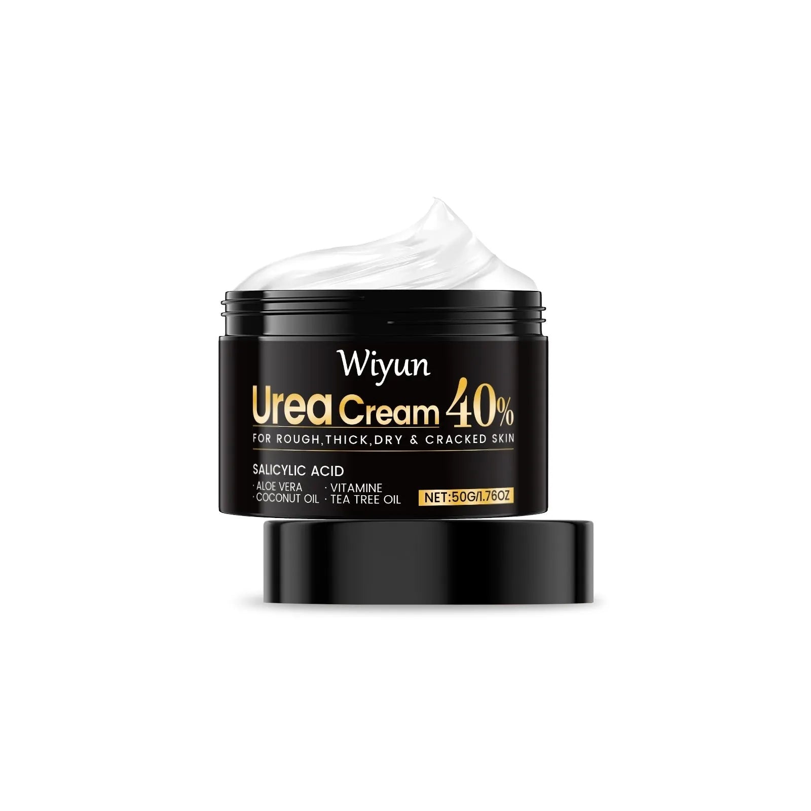 Urea cream tube for hand and foot care with 10% urea, salicylic acid, and coconut oil ingredients.