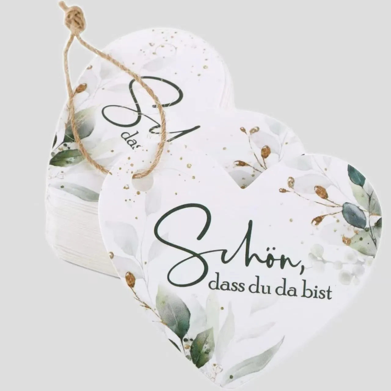 50 flower heart-shaped paper gift tags with half-handmade construction, two style options, 26g total weight