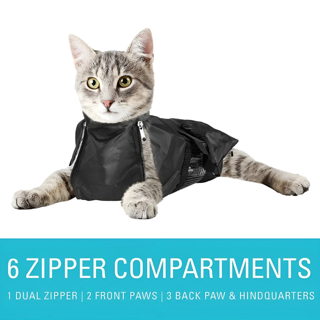 Black cat cleaning and washing bag made from 420D PU Oxford fabric