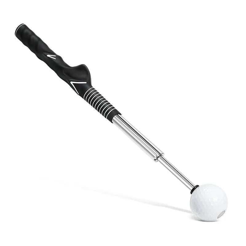 Telescopic golf swing training simulator in stainless steel with adjustable length