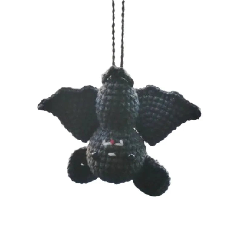 Plush hand-woven car hanging ornament showing 15 cm length and polyester texture