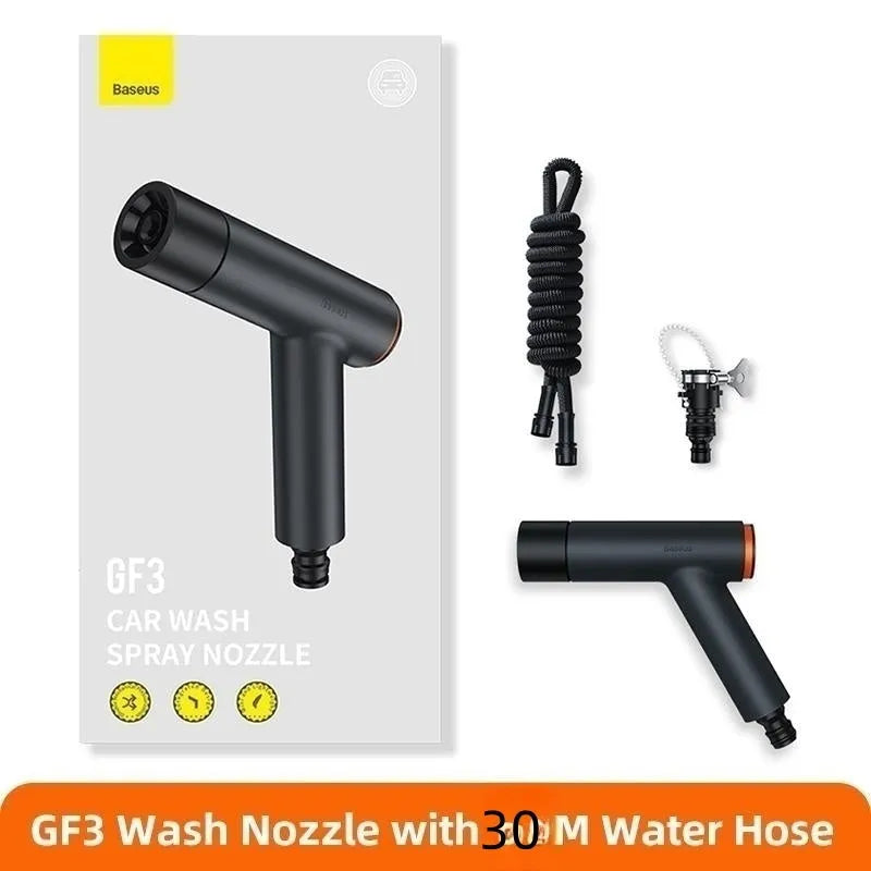 Car washing gun with universal joint and telescopic TPE polyester water pipe in 2.5m, 5m, or 10m lengths