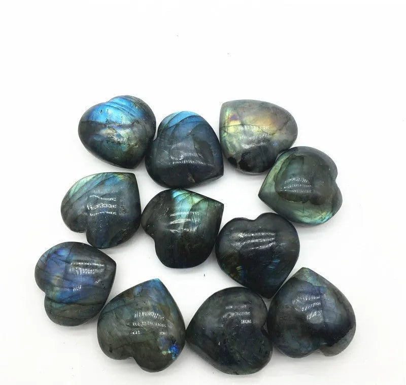 Natural Labradorite Moonstone crystal necklace with blue light geometric pendant in two size options