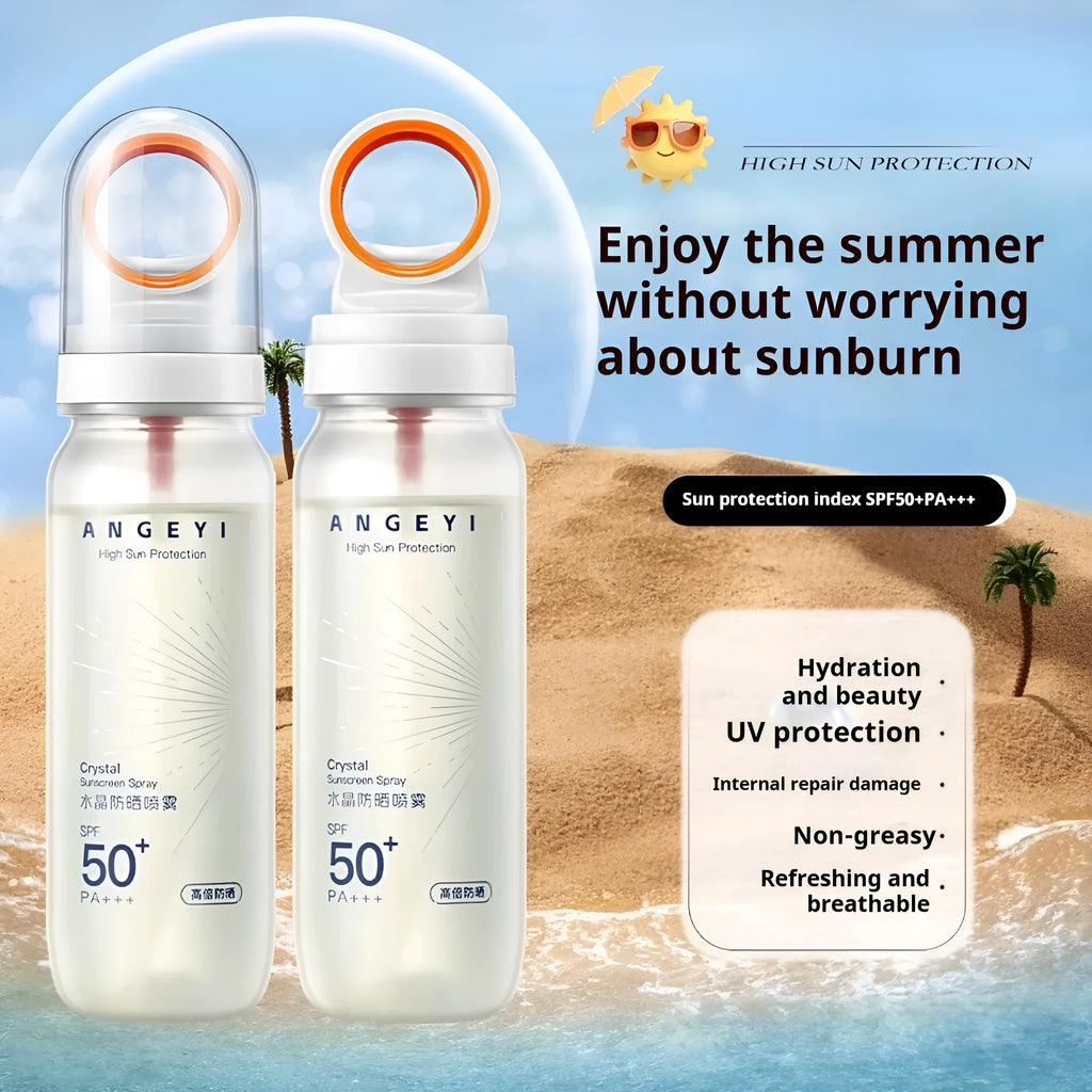 Crystal Sunscreen Spray SPF50 90ml container for full body UV protection