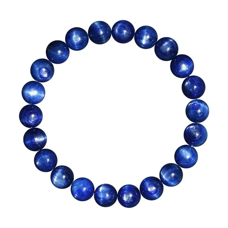 Blue crystal bracelet with geometric beads and Ruyi design element in multiple size options from 5mm to 12mm