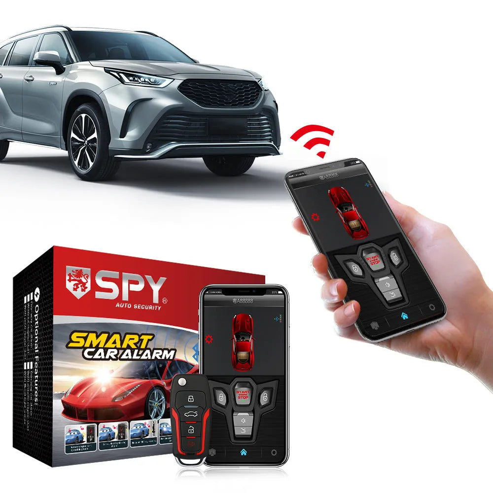 Red and frosted black car alarm system with remote controls for 3000m vehicle security