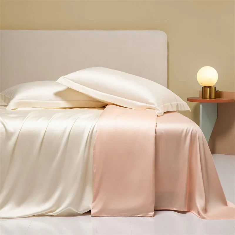 200 thread count Lenzing Tencel quilt sheets in Aurora Blue colour on a UK double bed