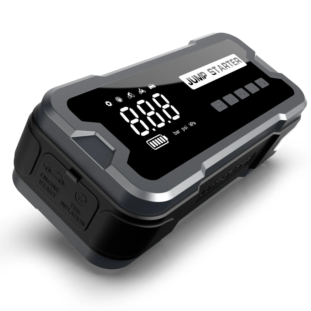CY53 model car jump starter and tyre inflator combo unit with digital display screen