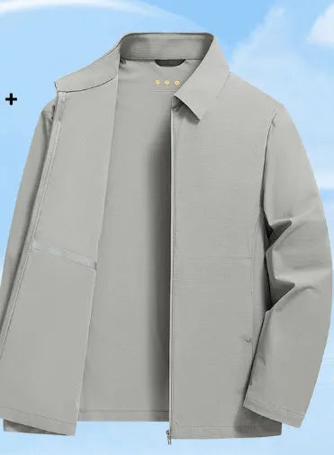 Men's navy blue business shirt with lapel collar and ice silk fabric for sun protection and work wear