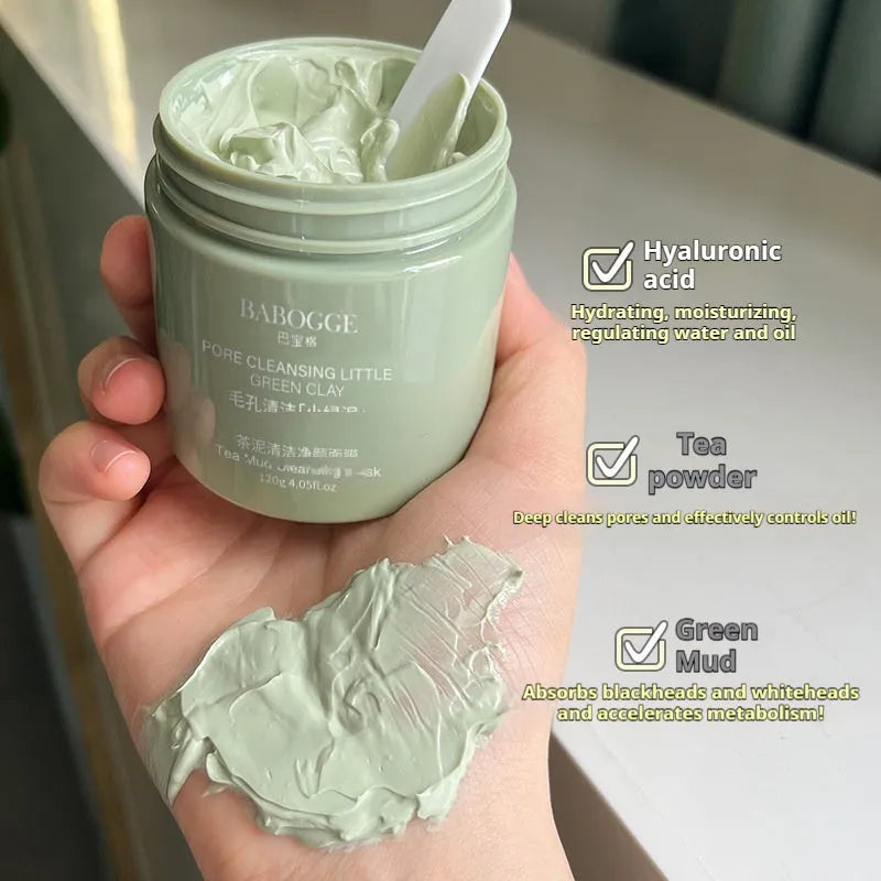 Tea Mud Clay Cleansing Facial Mask in a 120g pot, daub-type application for deep cleansing.