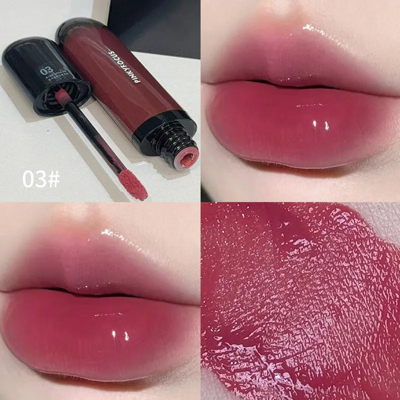 Black Shiny Makeup Mirror Lip Lacquer in six shades like Black Citrus tomato and orange brown with glossy finish