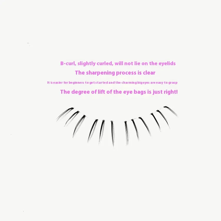 Kitten's Paw 12-row segmented lower eyelashes with 4-5-6mm lengths and pointed tails