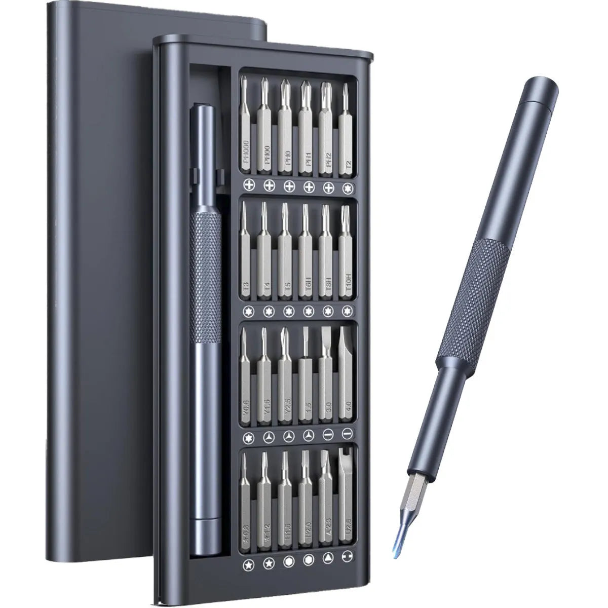 25-in-one screwdriver set with magnetic chrome vanadium steel bits, 110mm length, ABS handle