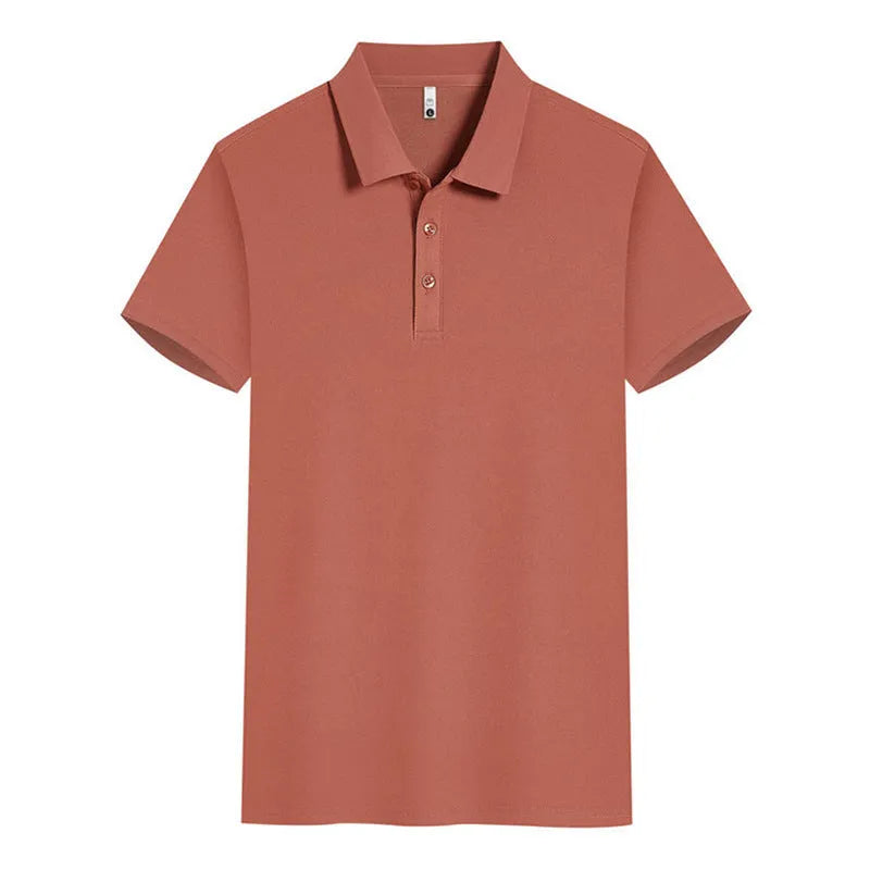 Short sleeve lapel collar work shirt in cool silk cotton blend, shown in a light colour.