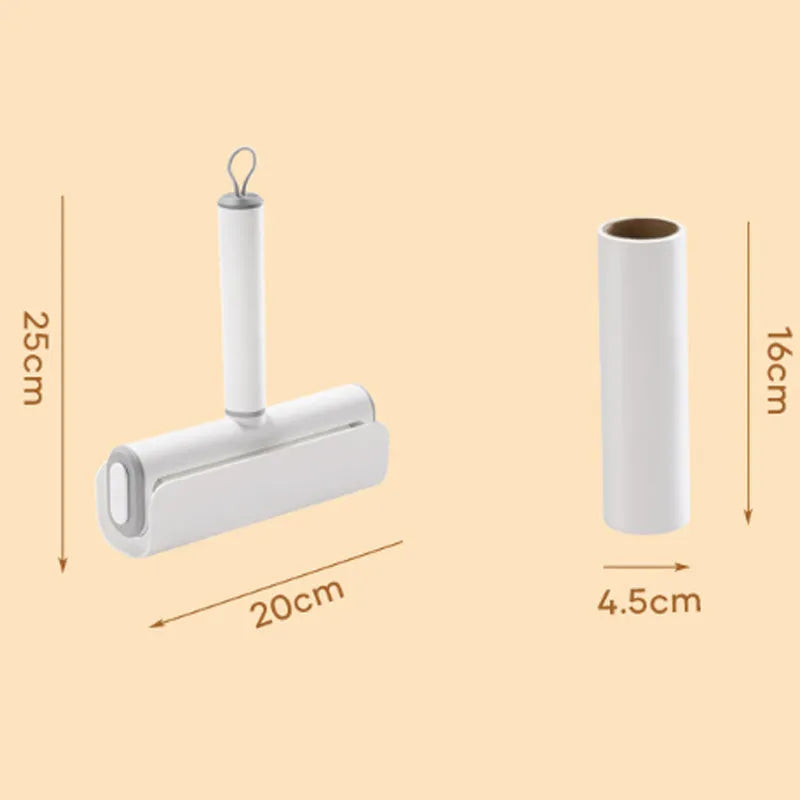 Lint removal roller tool for pet hair with tearable paper sticks on handle