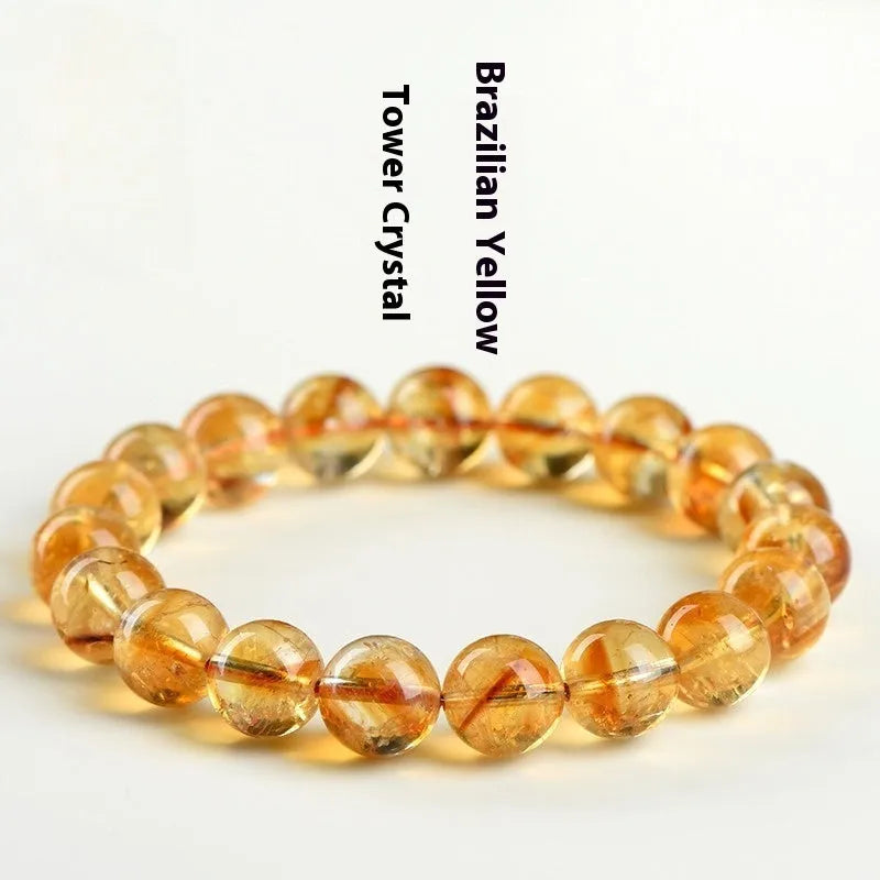 Natural yellow citrine bracelet with geometric beads in multiple size configurations from 4mm to 20.8mm diameters