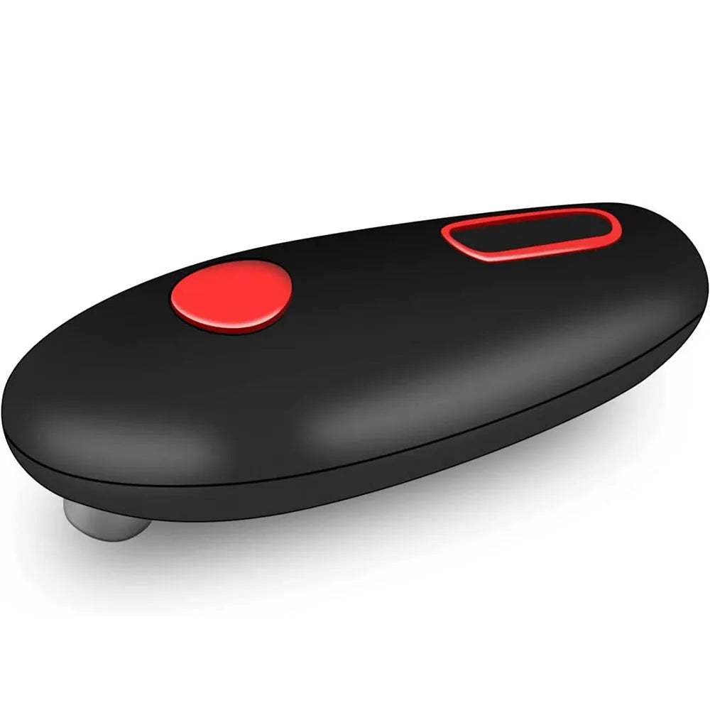 Black electric can opener with simple plastic design for one-touch kitchen operation