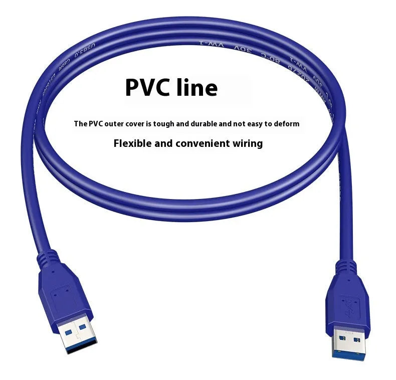 USB 3.0 data cable with nickel-plated connectors for mobile hard disk boxes, available in multiple lengths