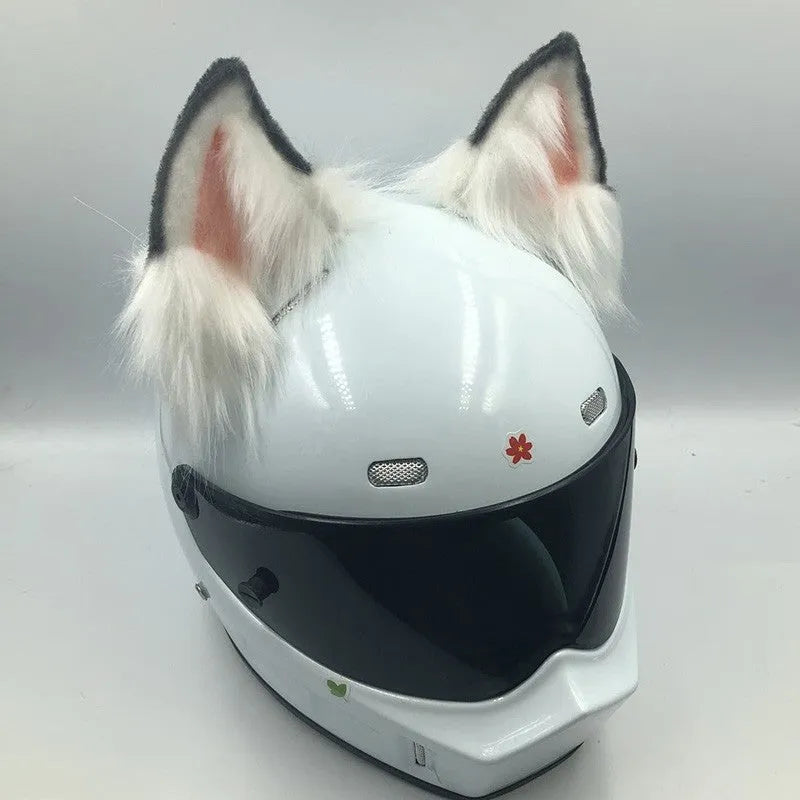 ABS helmet ornaments with animal ears and tails for motorcycle helmets in various colour options