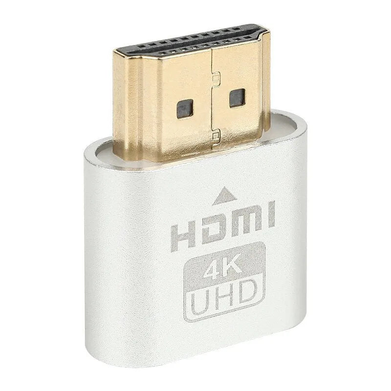 26.5mm HDMI graphics card virtual display device in gold finish preventing screen blanking during GPU tasks