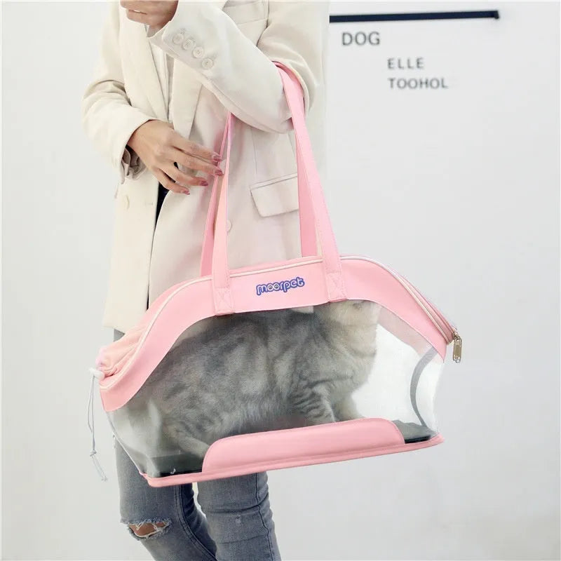 MOORPET leather cat carry bag with 25-litre capacity in solid colour design