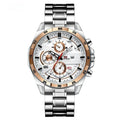 Men's casual quartz watch with calendar function showing 10mm thickness and multiple colour options