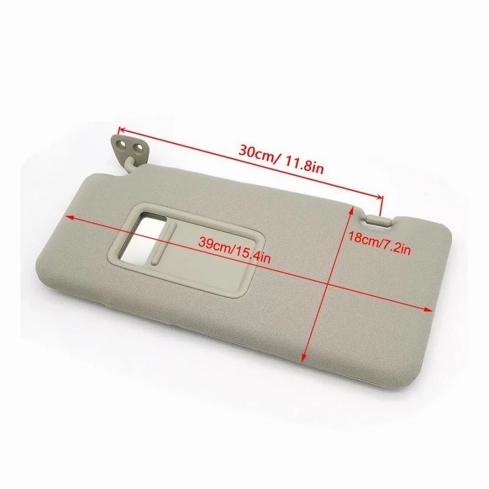 Beige sun visor with cosmetic mirror for Nissan Lida 2005-2012 measuring 43x23x8cm