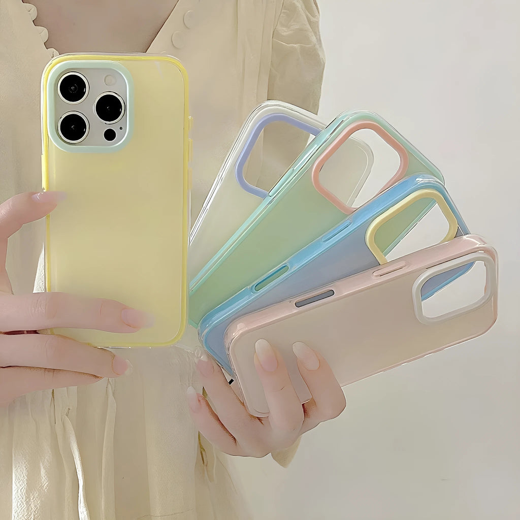 iPhone silicone phone case in jelly solid blue colour showing all-inclusive design