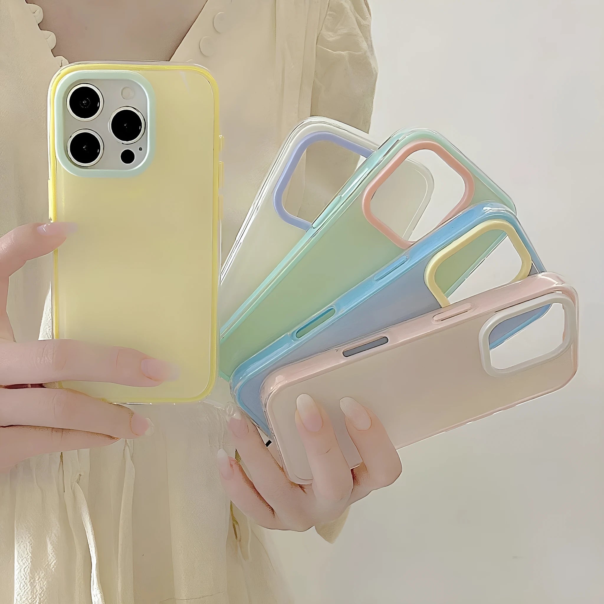iPhone silicone phone case in jelly solid blue colour showing all-inclusive design