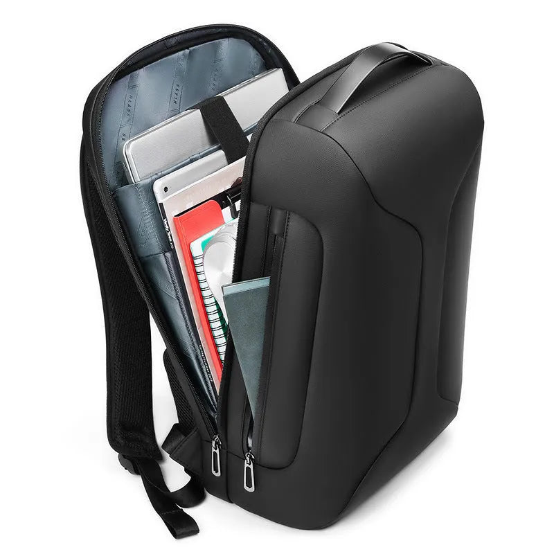 Men's solid-colour business backpack with waterproof Oxford cloth and air pillow belt system