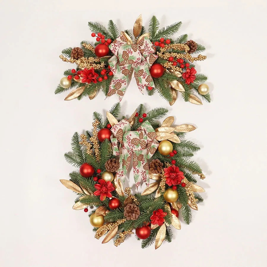 American country style Christmas garland with upside down ornaments in plastic construction