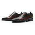 Men's Oxford brogue leather shoes with cowhide upper, rubber sole, black or dark brown, sizes 37-46
