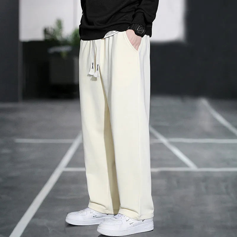 Men's grey bamboo fibre casual sports trousers with a high waist and multiple pockets
