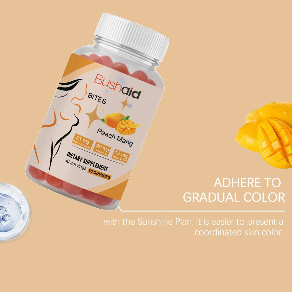 BUSHAID Tanning Gummy Candies soft candy supplement pack containing 60 gummies