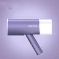 Portable handheld garment steamer in grey lotus root purple colour, shown with foldable design and water filling opening.