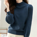 Slim fit half turtleneck shirt in sunken stripe design with 50cm length, available in four colour options