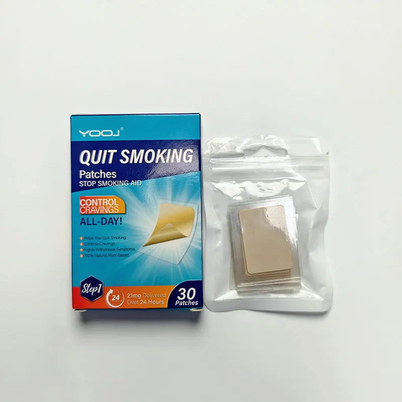 Box of 30 plant extract nicotine patches for smoking cessation.