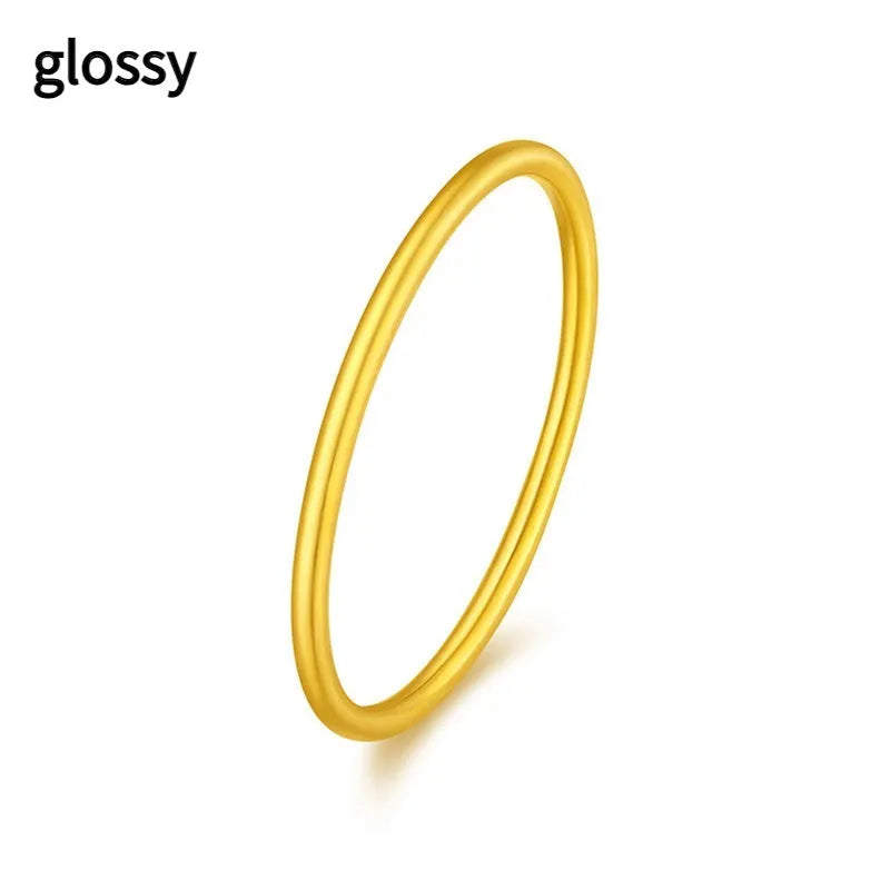 Brass gold plated women's ring shown in Twist Ring, Simple Bracelet Matte, and Simple Bracelet Glossy styles.