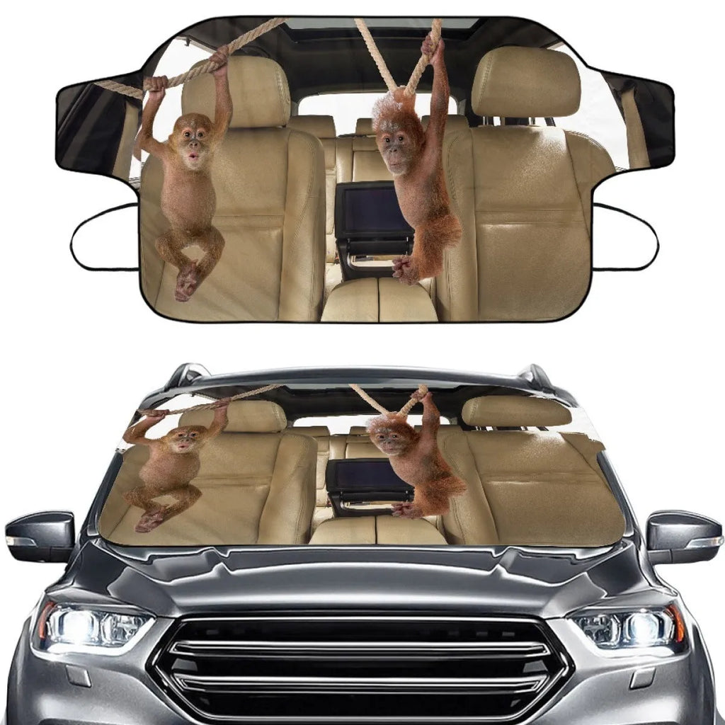 Universal car snow protection cover with aluminium fabric and lanyard installation system